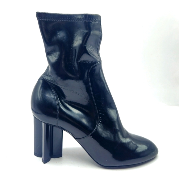 LOUIS VUITTON Black Patent Silhouette Ankle Boots Booties 35 Size 5 MODIFIED - Picture 1 of 14